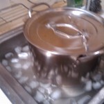 The ice bath in my sink to cool the wort.